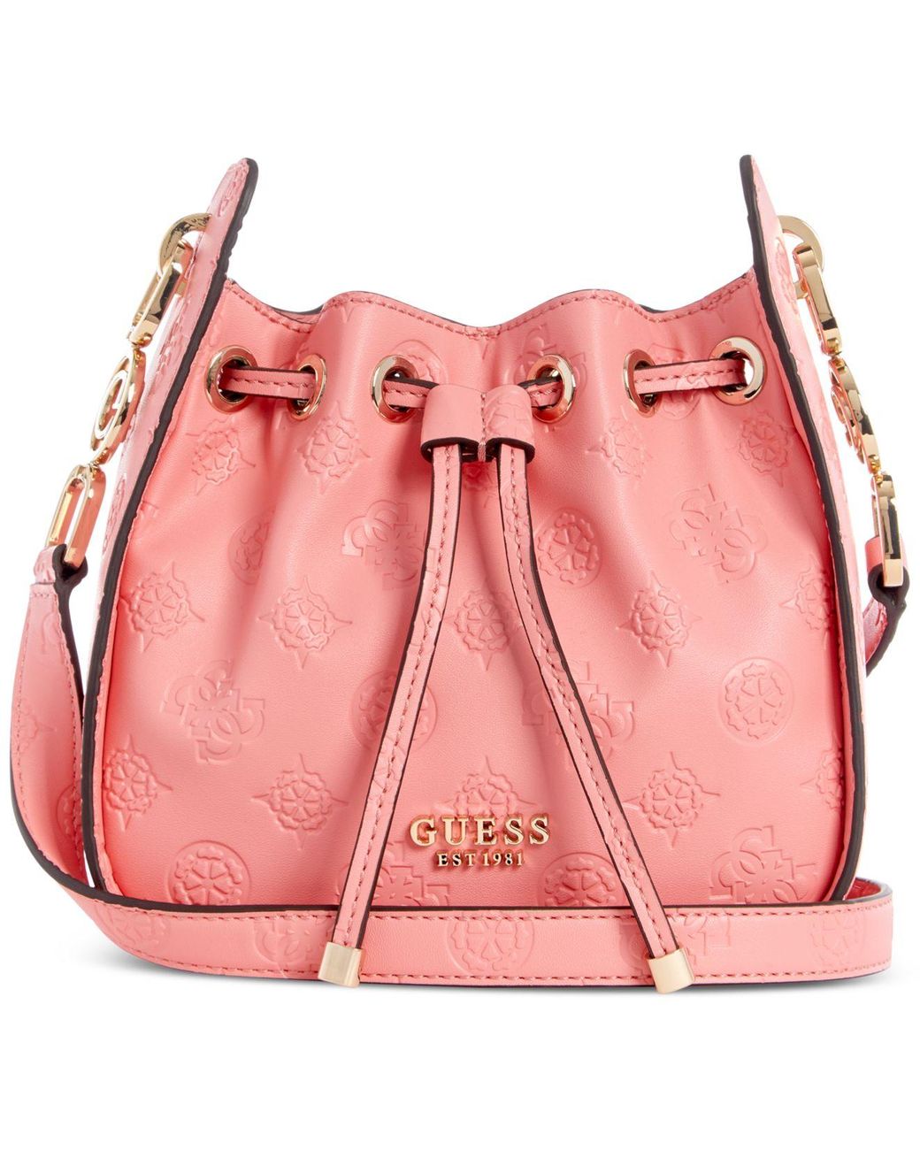 Guess Galeria Debossed Peony Small Crossbody Bucket Bag in Pink Lyst