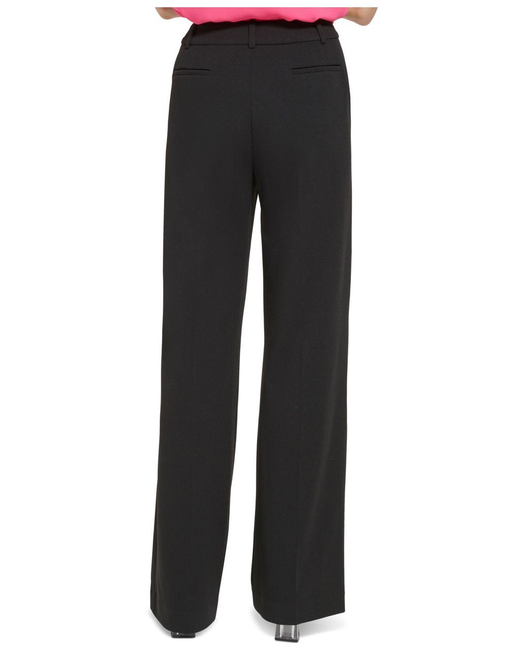 Calvin Klein Pleated Scuba Crepe Wide-leg Pants in Black | Lyst