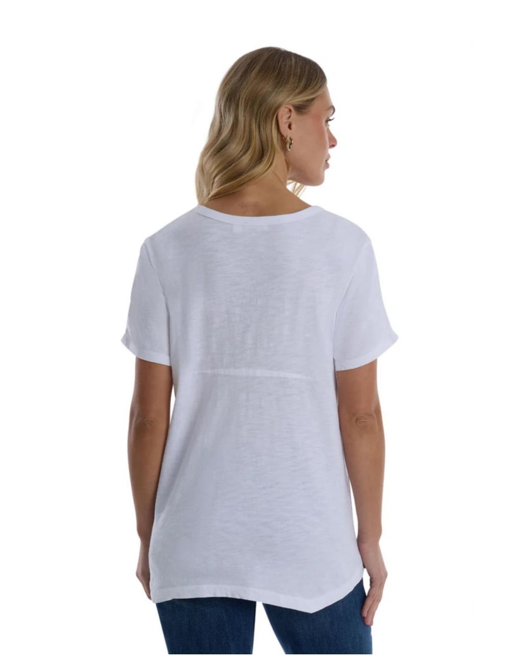 Wilt White Ruched Sleeve Tee