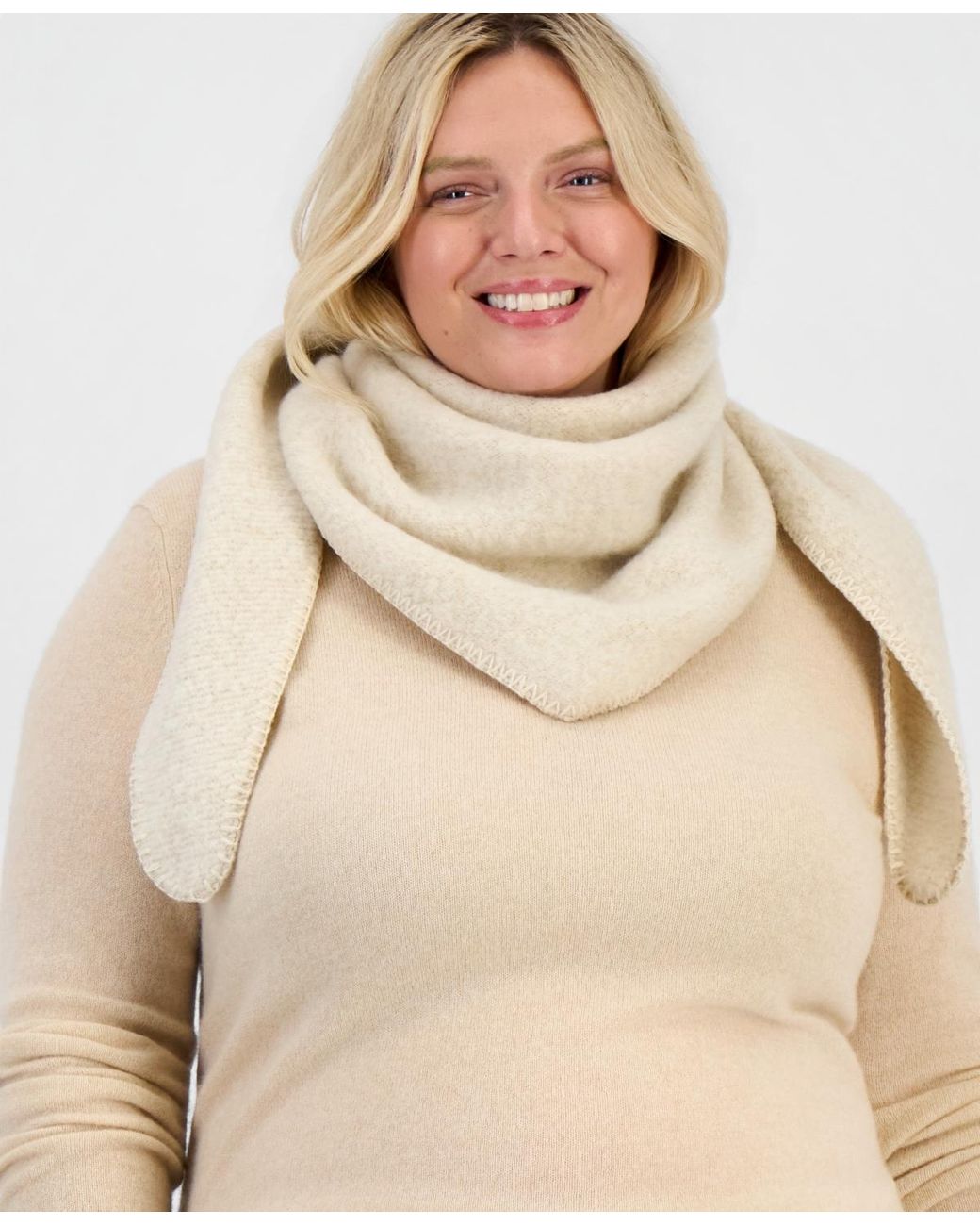 Style & Co. Natural Solid Boucle Triangle Scarf