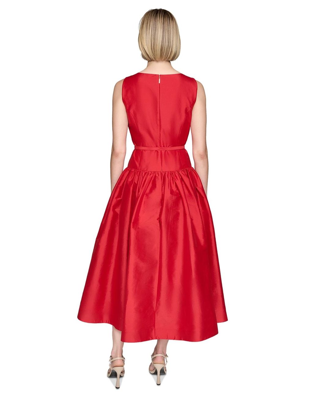 green emerald velvet dress KARL LAGERFELD Paris Women's Sleeveless Taffeta Belted Drop Waist Midi Dress  with Pockets, Black, 12 at Amazon Women's Clothing store main image 0