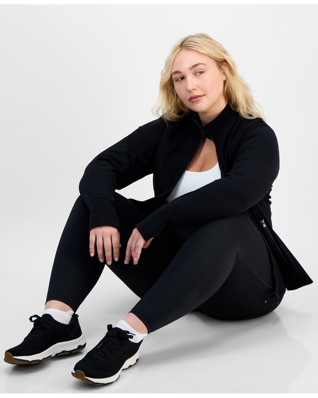 ID Ideology Blue Plus Size Soft Flex Solid Full-zip Jacket