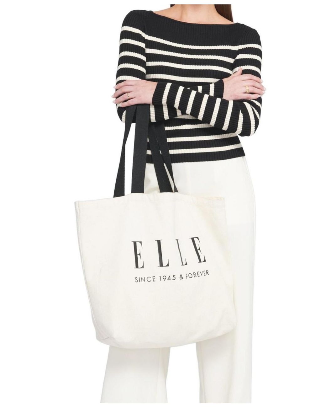 Elle Collection Printed Oversized Tote Totes Bag in Natural | Lyst