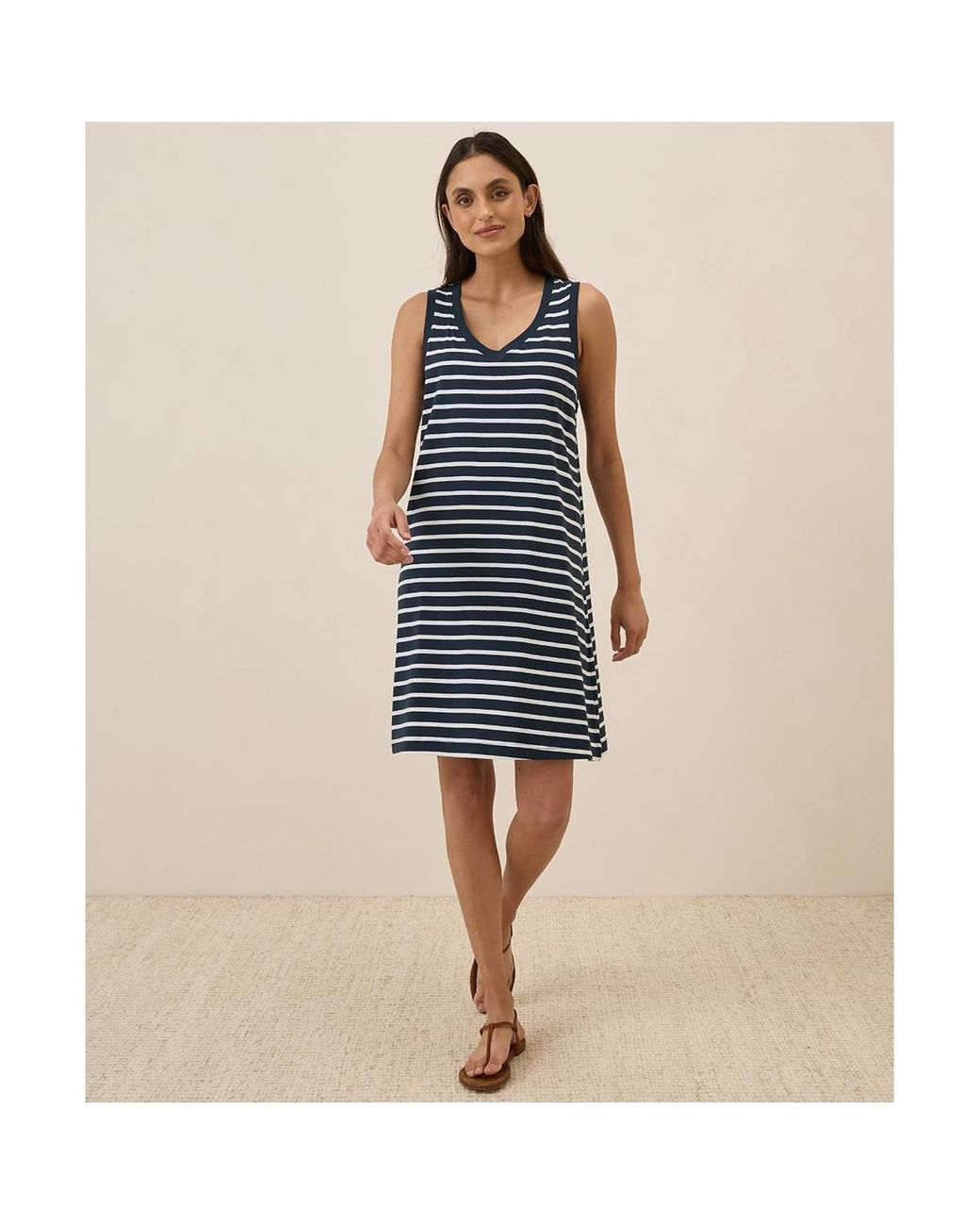 Pact Organic Cotton Softspun A-line Tank Dress in Blue