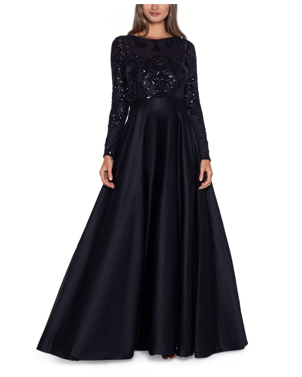 Betsy & adam embellished embroidered gown best sale