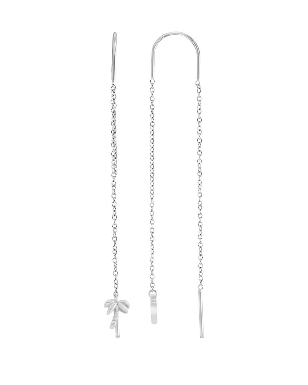 Roxy White Waterproof 65mm Palm Tree U Shape Threader Earrings