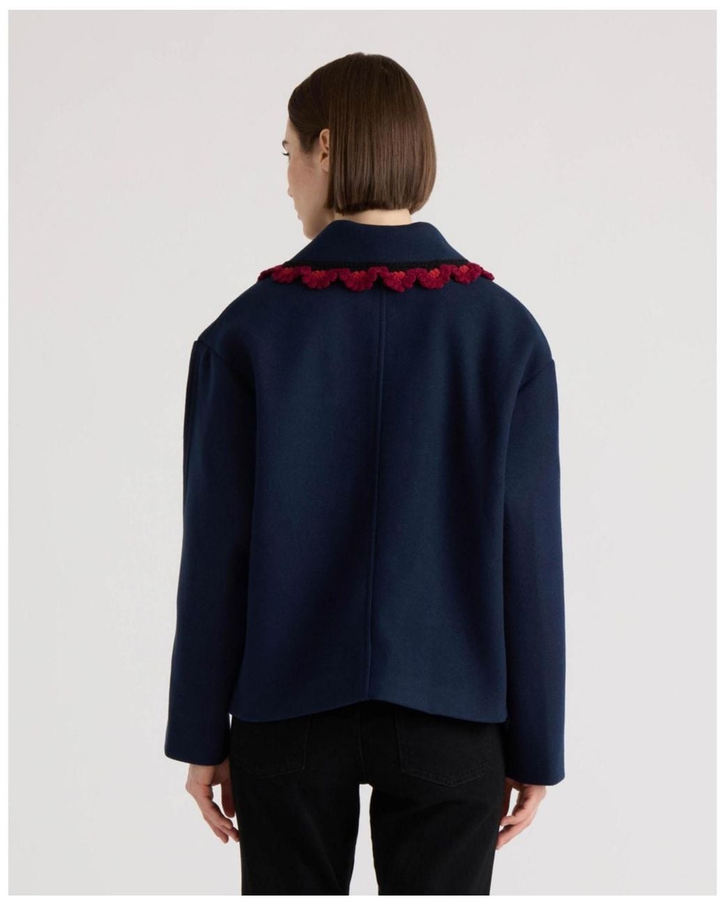 NVLT Blue Faux Wool Single Breasted Jacket