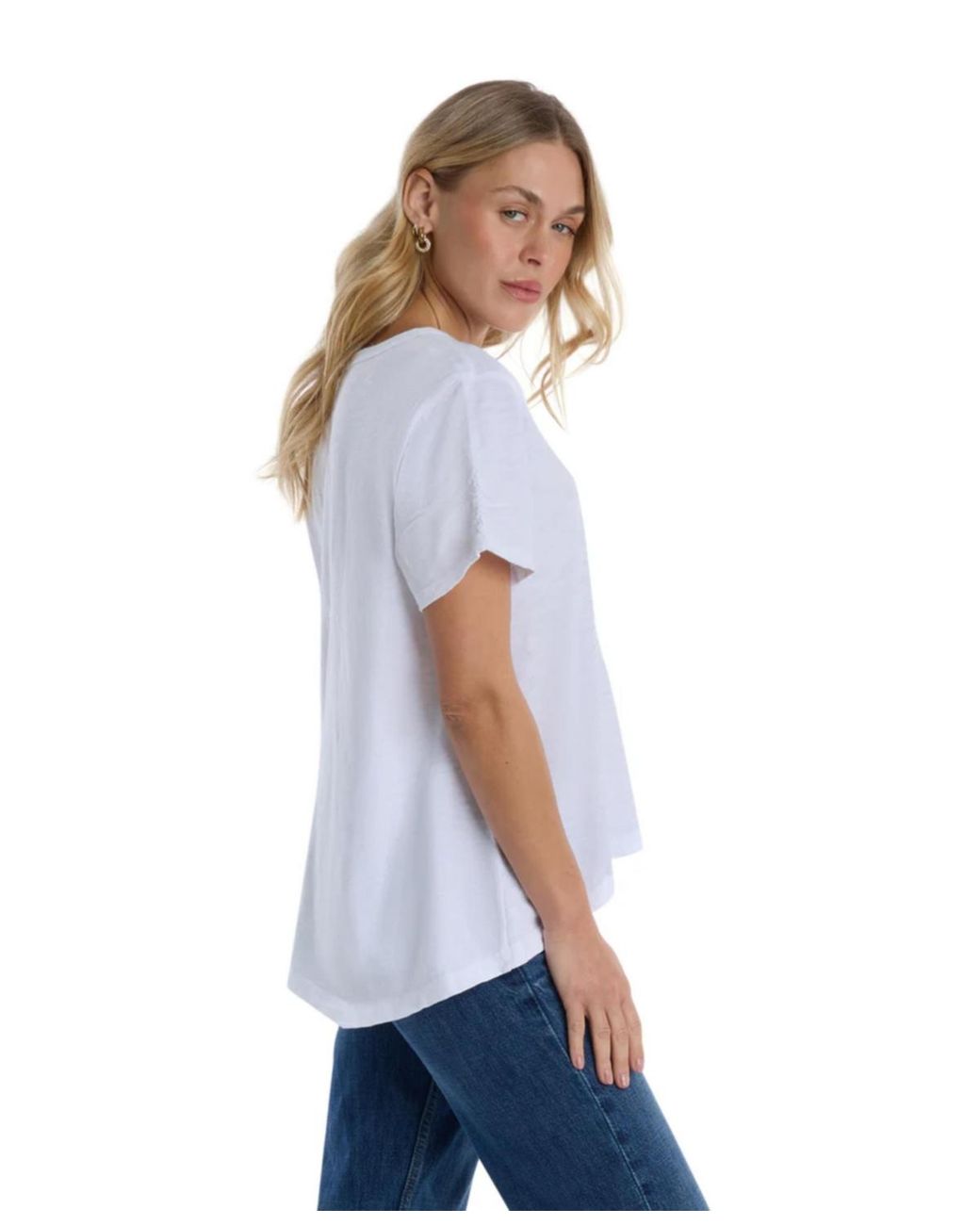 Wilt White Ruched Sleeve Tee