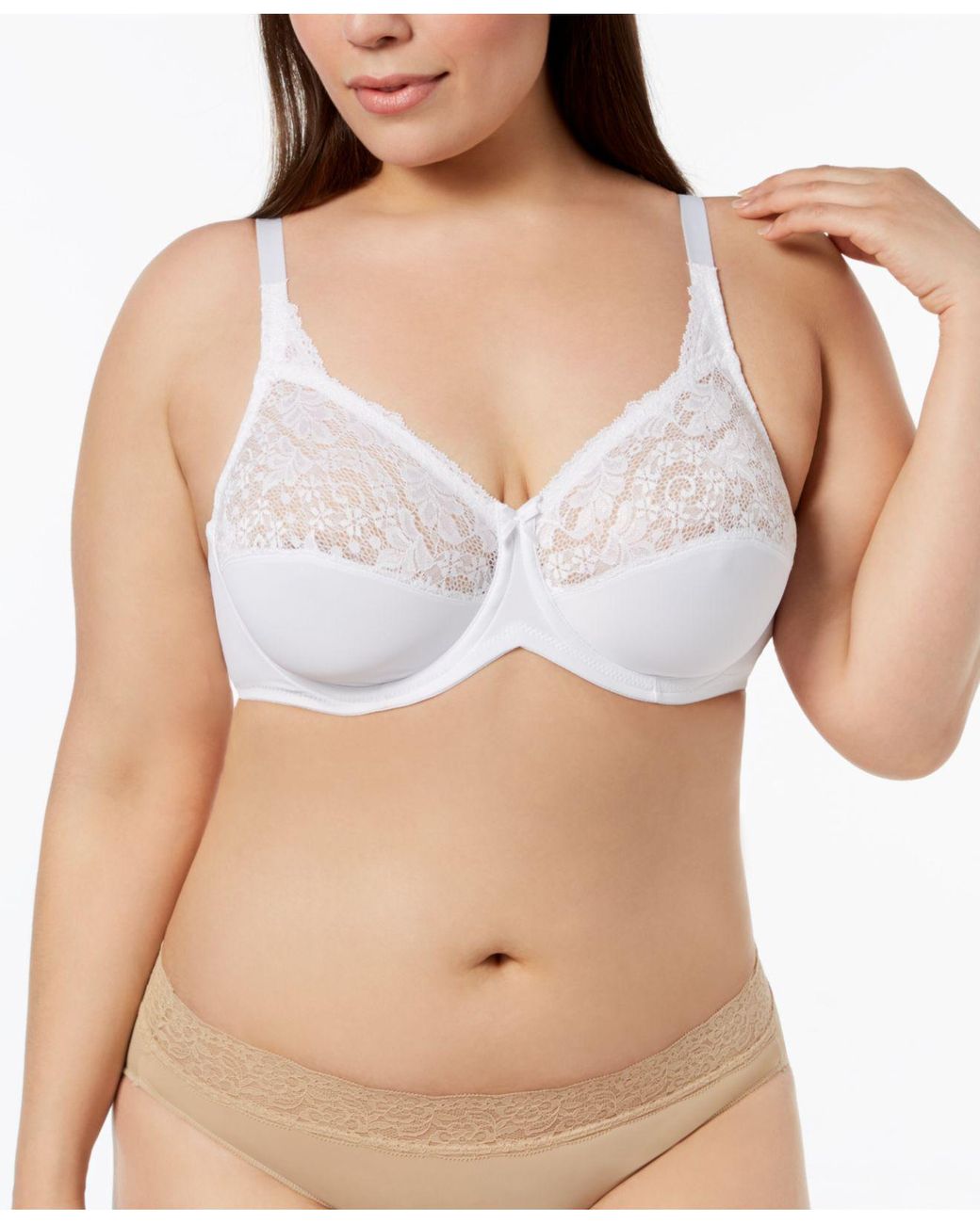 Lilyette Comfort Lace Underwire Minimizer Bra 428 In White Lyst