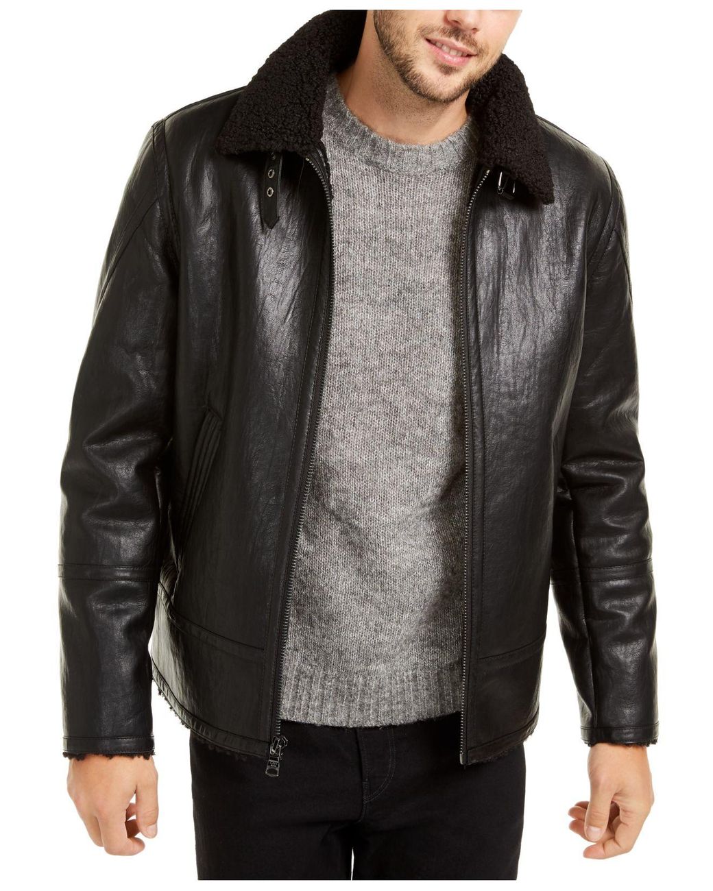 Calvin klein shearling aviator jacket Clearance