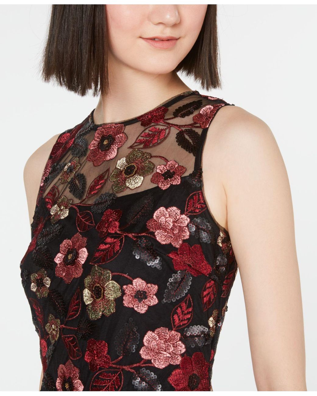Calvin klein black store dress with embroidered flowers