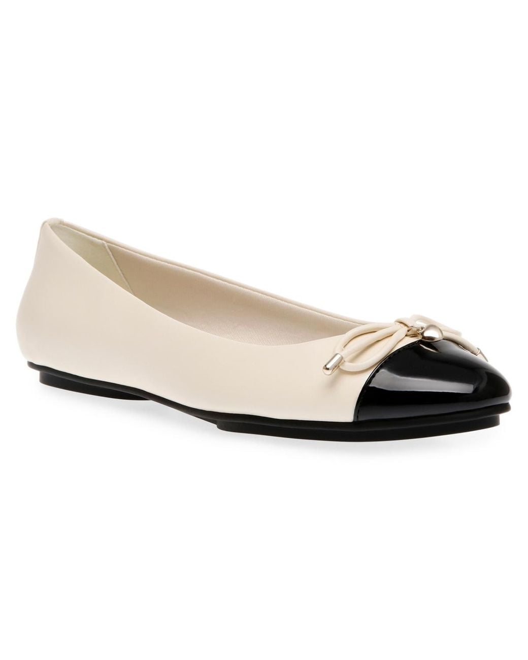 Anne Klein White Luci Cap Toe Ballet Flats