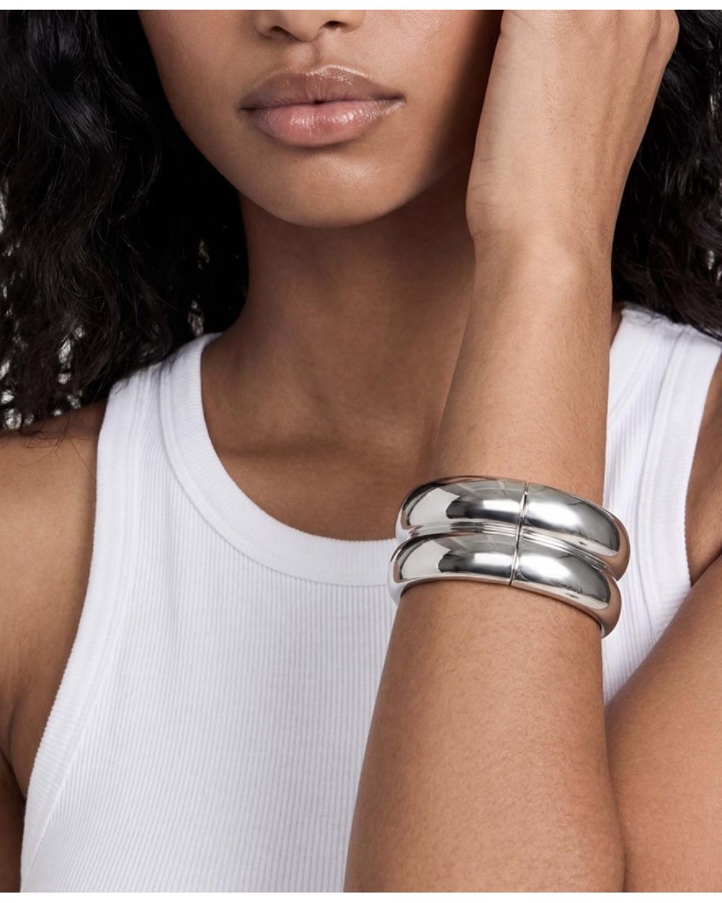 Ettika White Simple Stack Bangle Bracelet Set