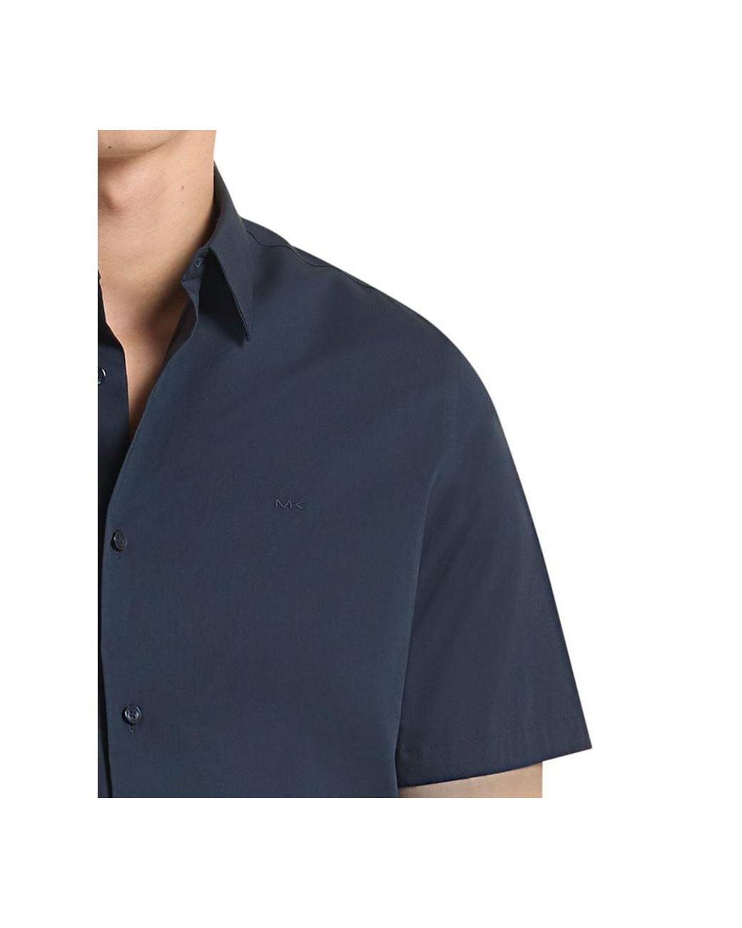 Michael Kors Blue Solid Stretch Button-front Shirt for men