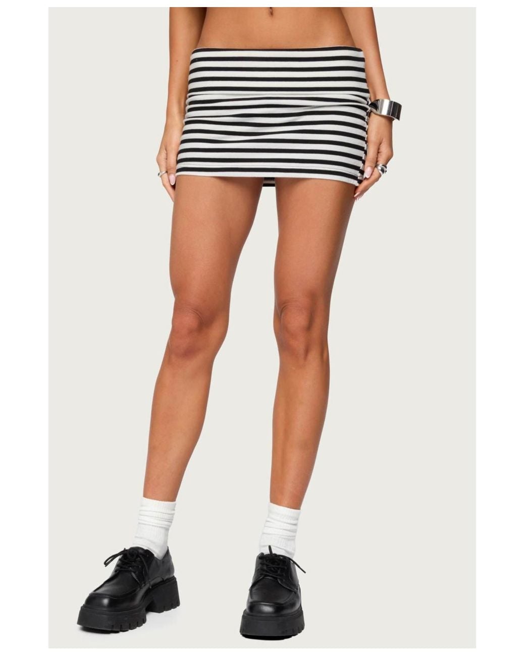Edikted Blue Rylan Striped Fold Over Mini Skort