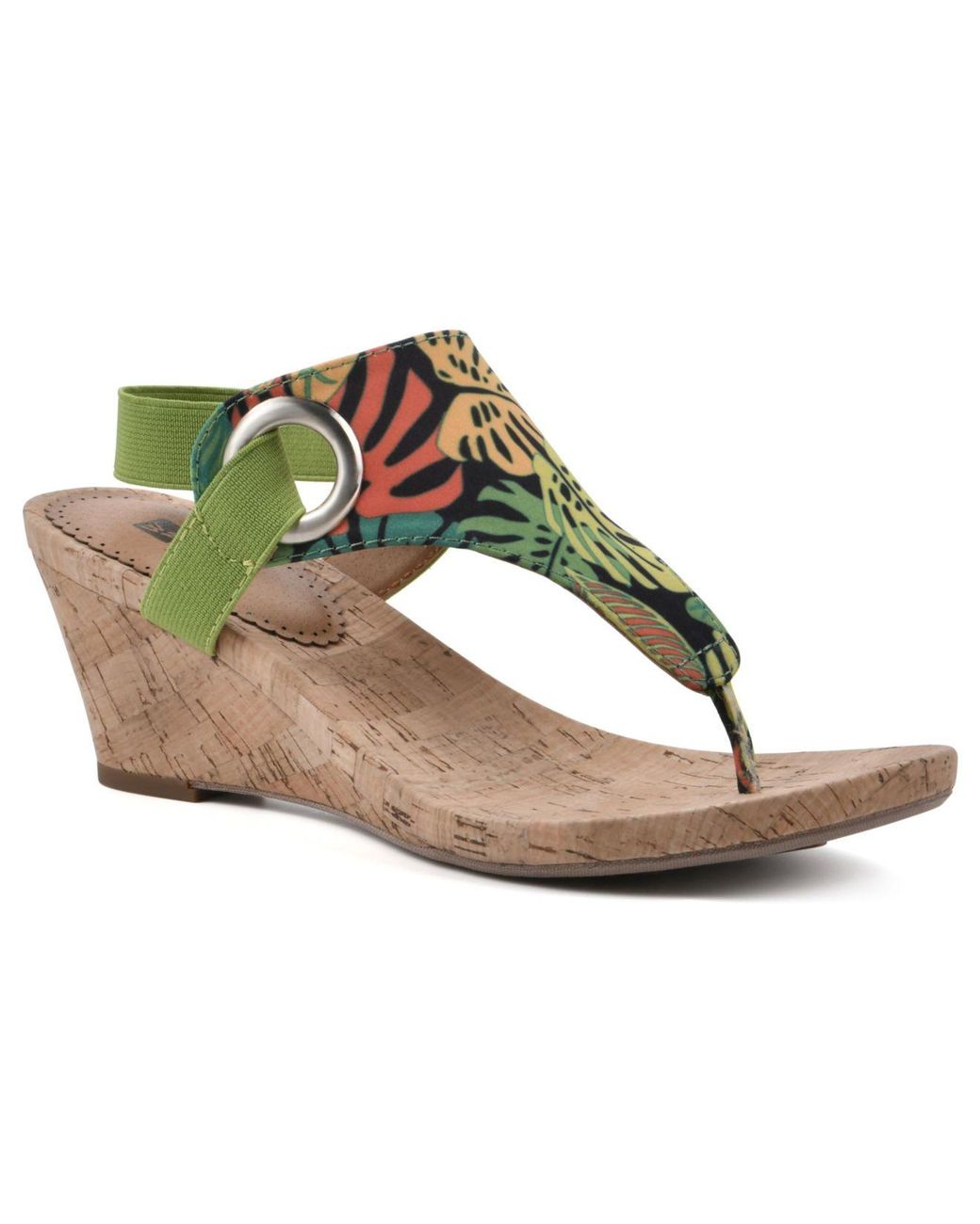 White Mountain Aida Thong Wedge Sandals in Green Lyst