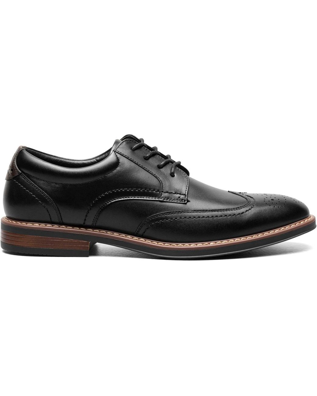 Nunn Bush Black Centro Flex Wingtip Oxfords for men