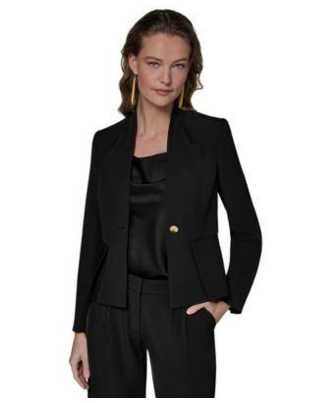 Donna Karan Black One Button Blazer Blazer