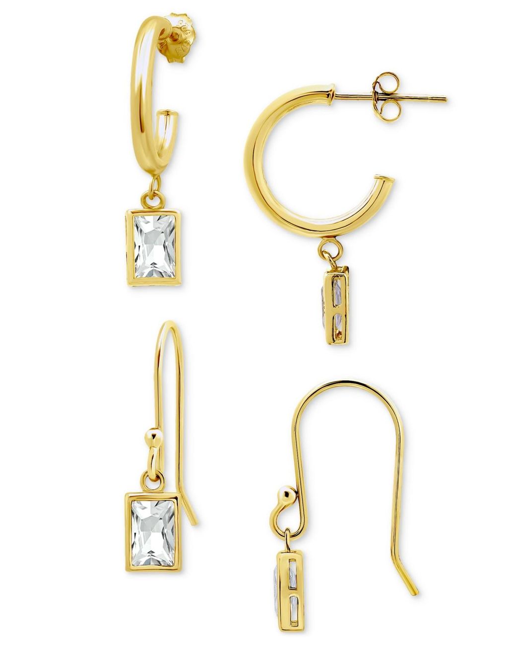 Giani Bernini 2-pc. Set Cubic Zirconia Baguette Dangle Hoop & Drop ...