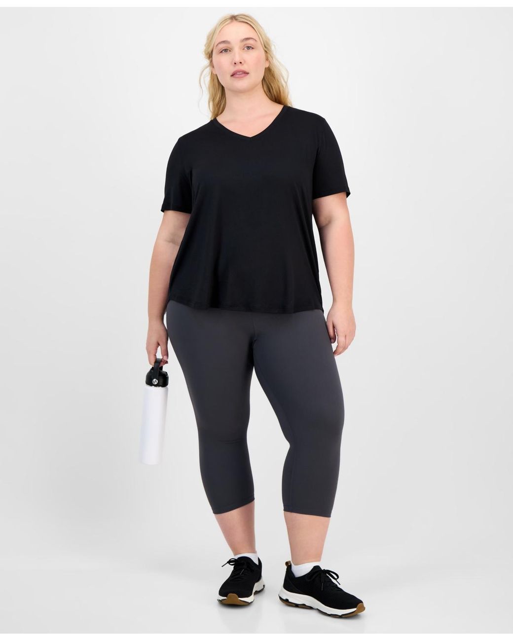 ID Ideology Black Plus Size Solid Essentials Active Tee