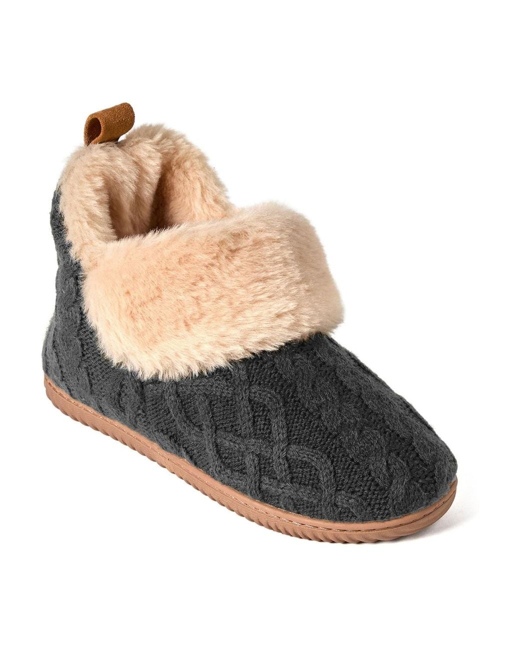 Dearfoams Black Moritz Cable-knit Round-toe Bootie Slipper