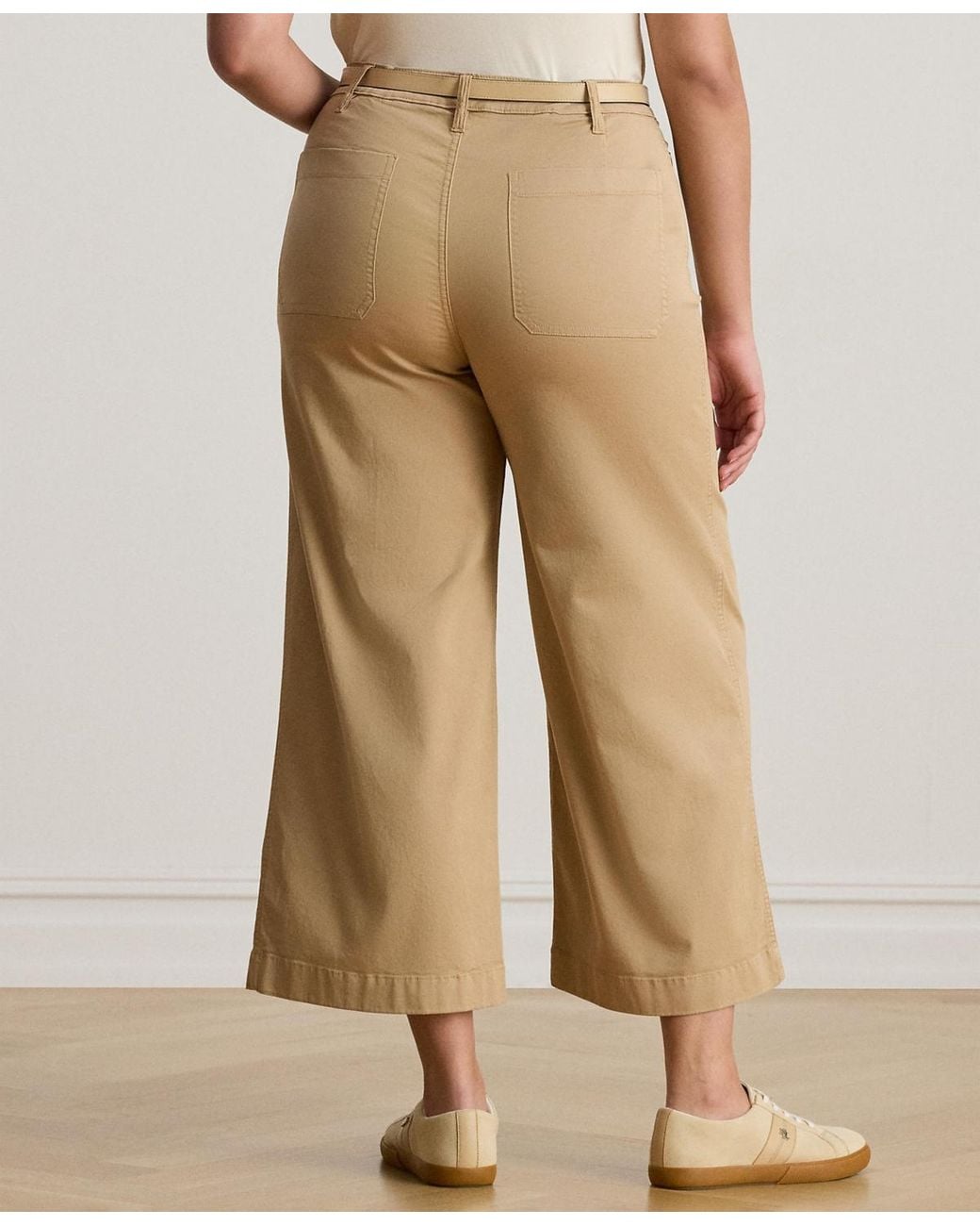Ralph Lauren Plus Size Stretch Chino Wide-leg Cropped Pants in Natural