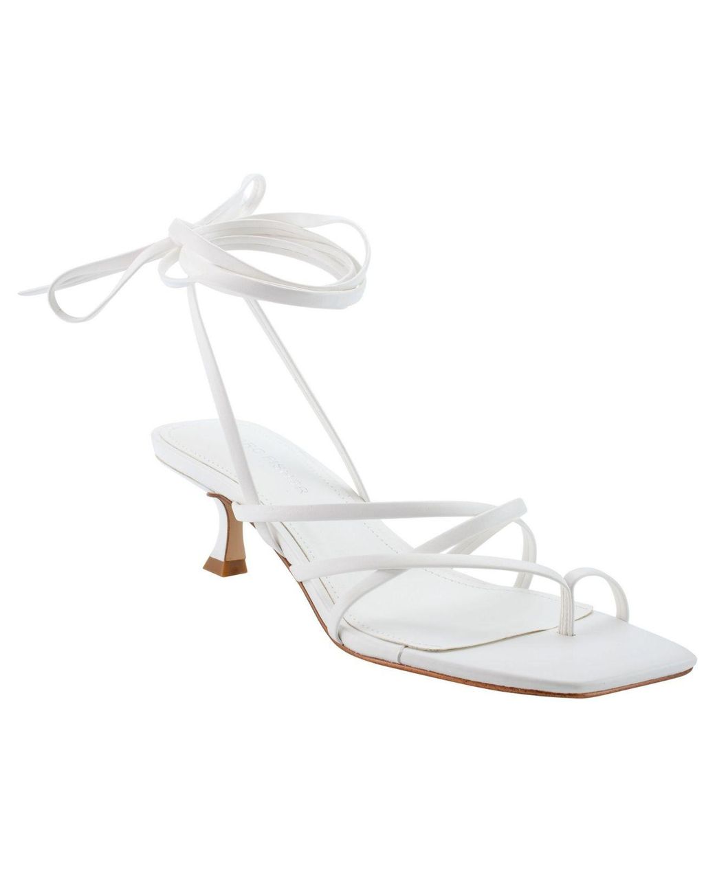 Marc Fisher Headway Kitten Heel Ankle Wrap Sandals in White | Lyst