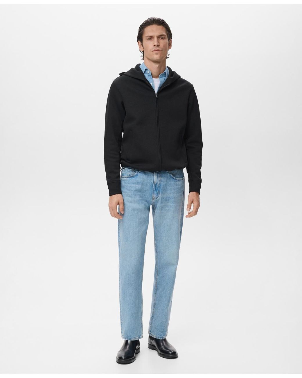 Mango Black Zip-up Hoodie for men