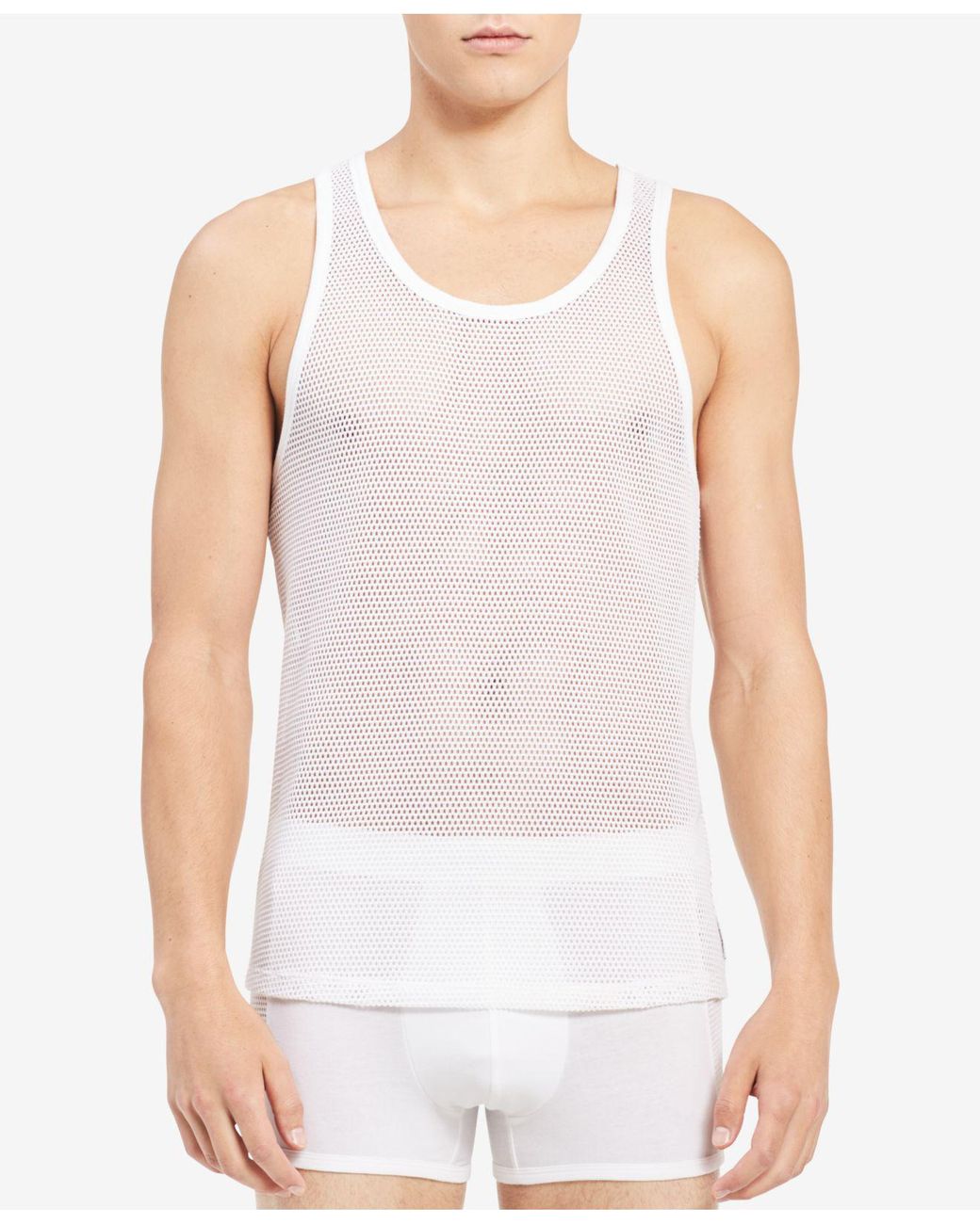 Calvin Klein Synthetic Mesh Tank Top in White for Men | Lyst