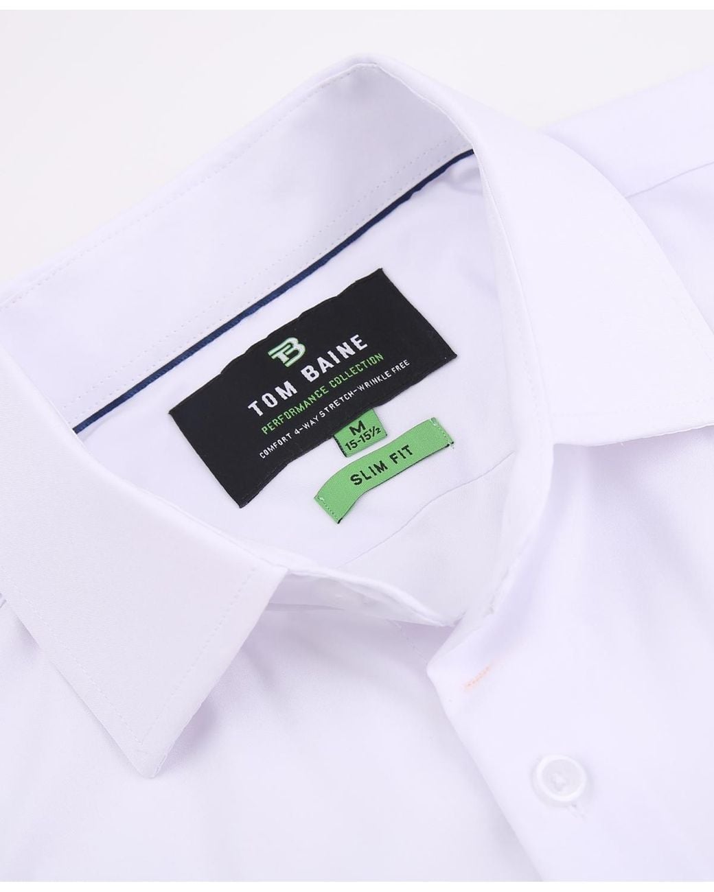 Tom Baine White Performance Stretch Solid Button Down Shirt for men