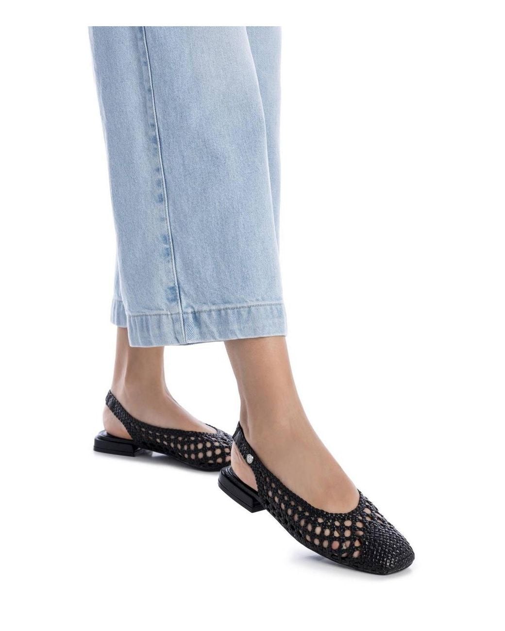 Xti Black Slingback Flats