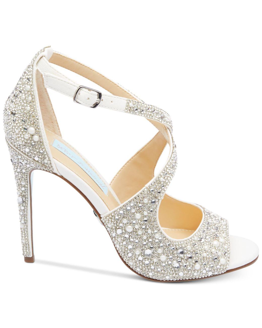 blue by betsey johnson sage rhinestone jeweled satin dress sandal