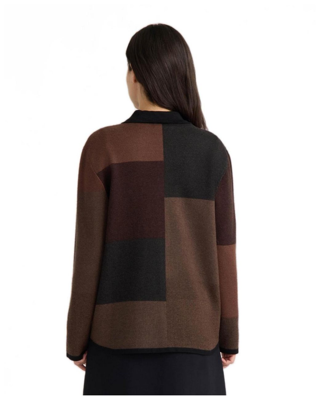 Hunter Brown Colorblock Snap-button Lightweight Sweater Shacket