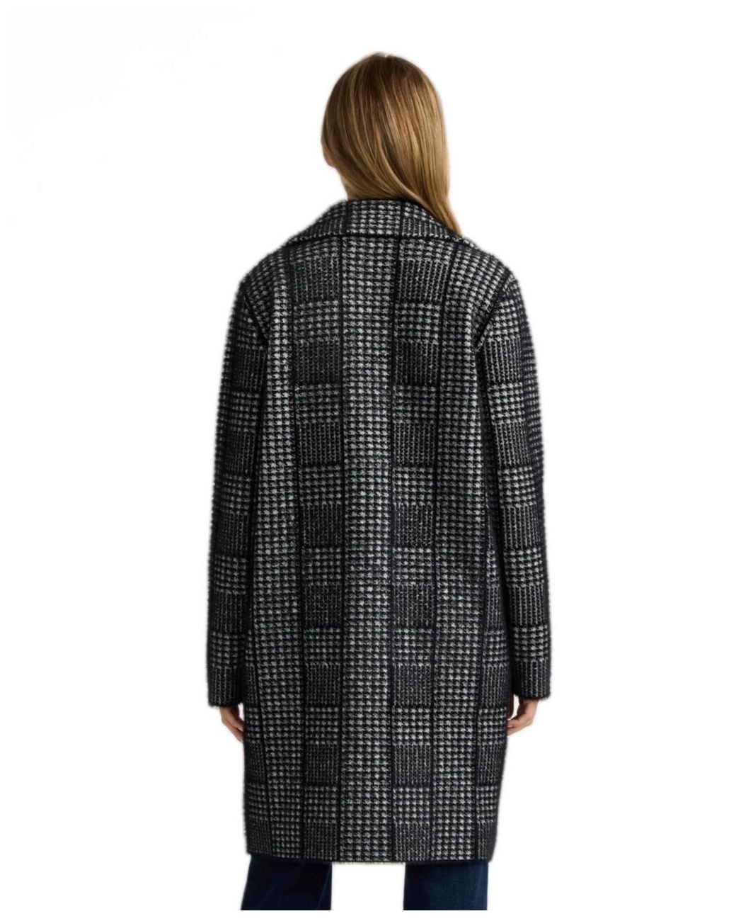 NVLT Black Patterned Notch-collar Coatigan