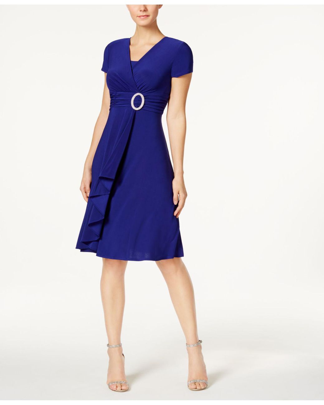 short sleeve faux wrap dress