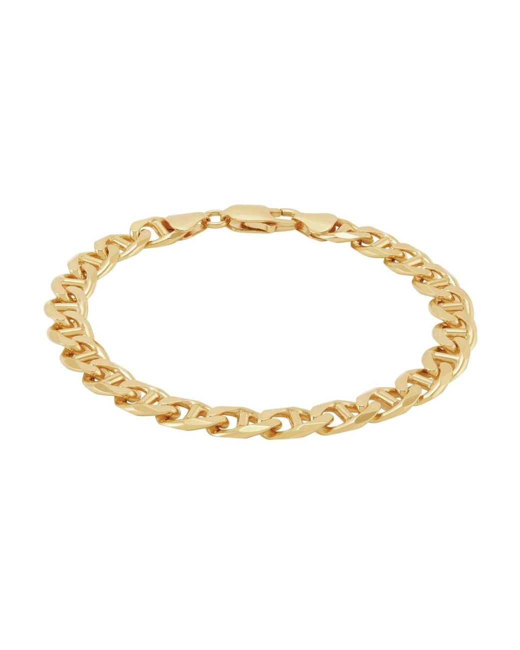 Italian Silver Metallic Solid Mariner Chain Bracelet for men