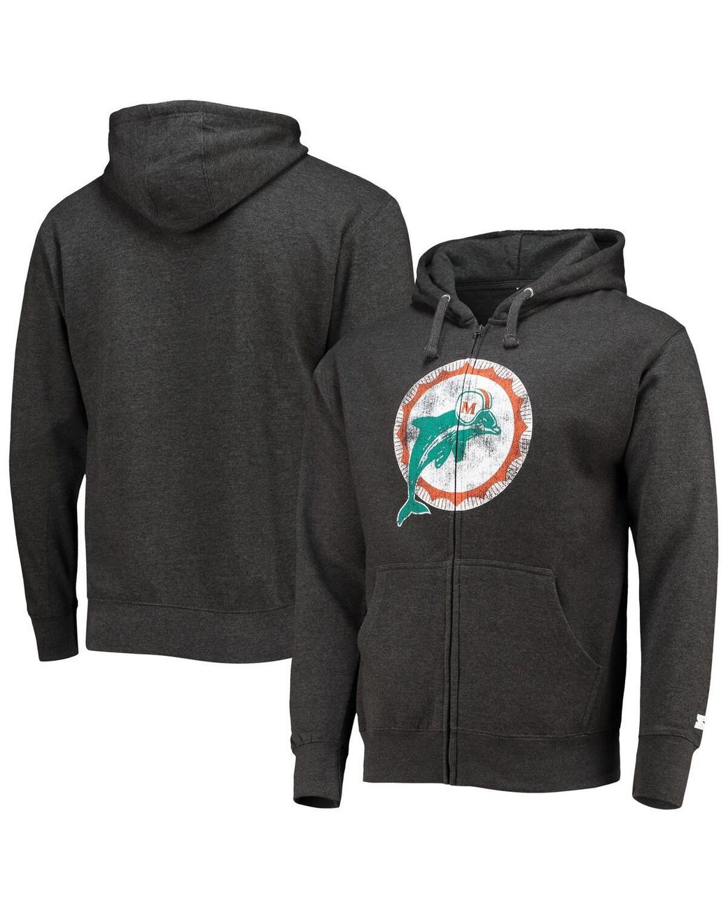 Starter Miami Dolphins Throwback Logo Full zip Hoodie in Black for