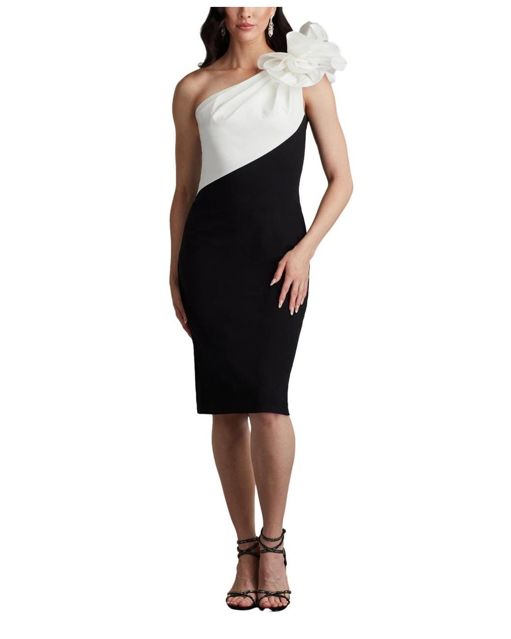 Tadashi Shoji Aria One-shoulder Ruffle Gown in Black | Lyst