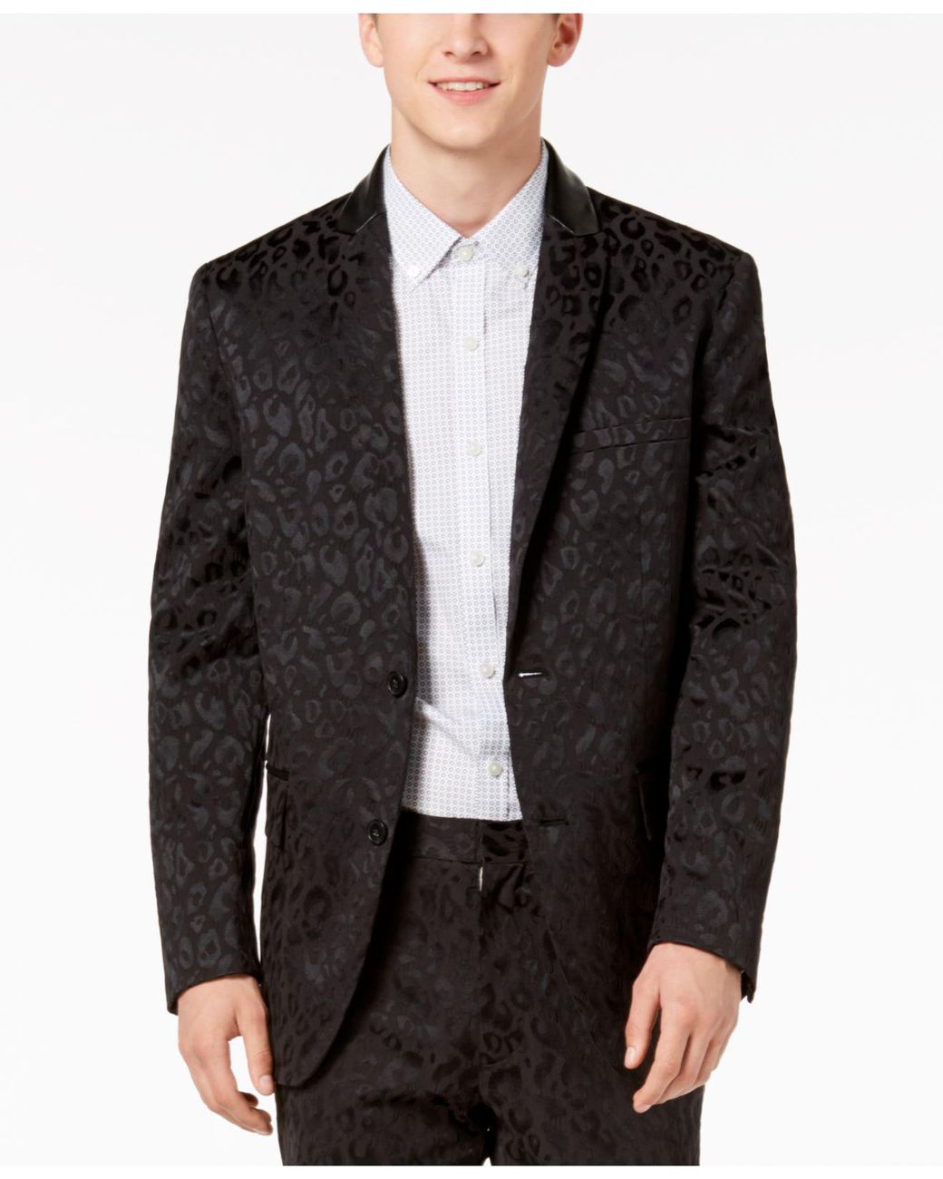 INC International Concepts Slim fit Leopard print Blazer Created