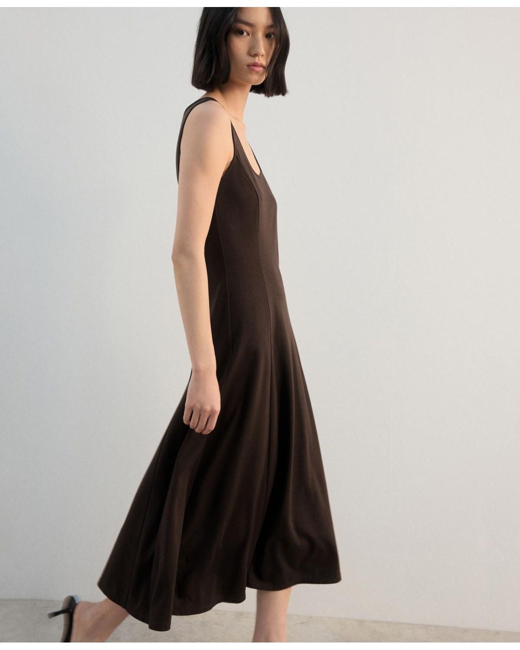 Mango Brown Flared Midi-dress