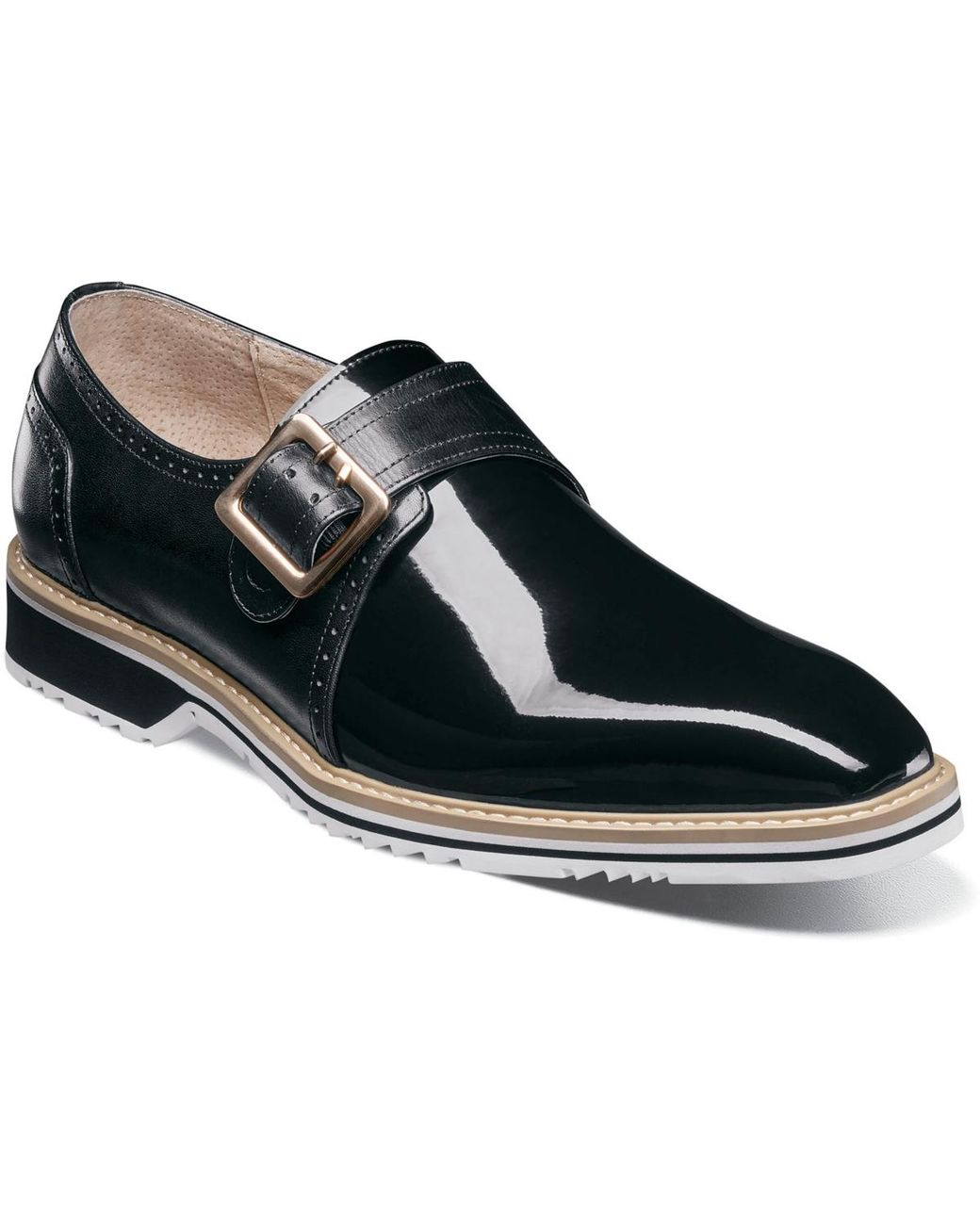 Stacy Adams Black Bartram Plain Toe Monk Strap Shoe for men