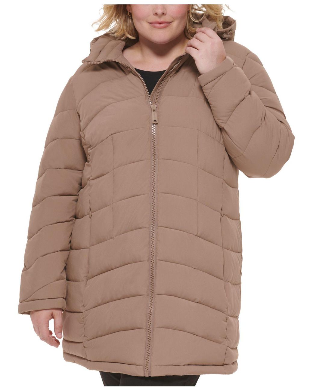 Calvin Klein Plus Size Hooded Packable Puffer Coat, Created For Macy's in  Brown | Lyst