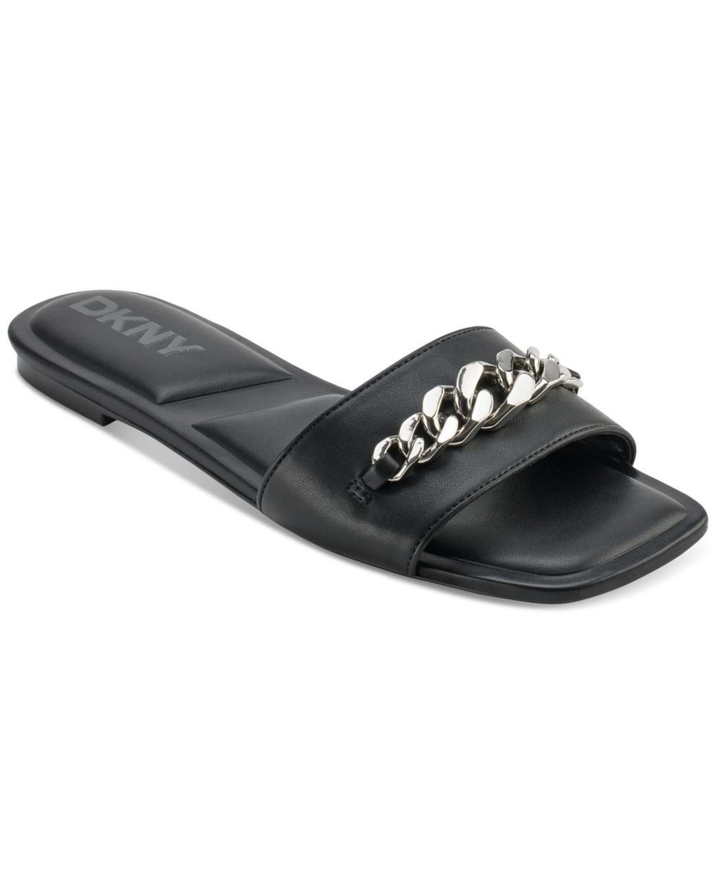 DKNY Black Dania Chain Slide Sandals