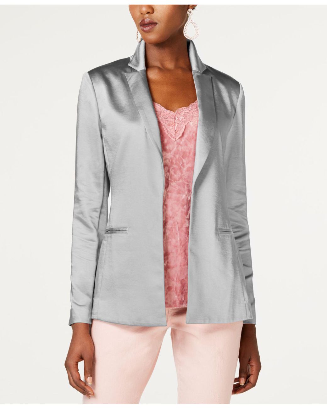 INC International Concepts I.n.c. Satin Open-front Blazer, Created For  Macy's in Metallic | Lyst