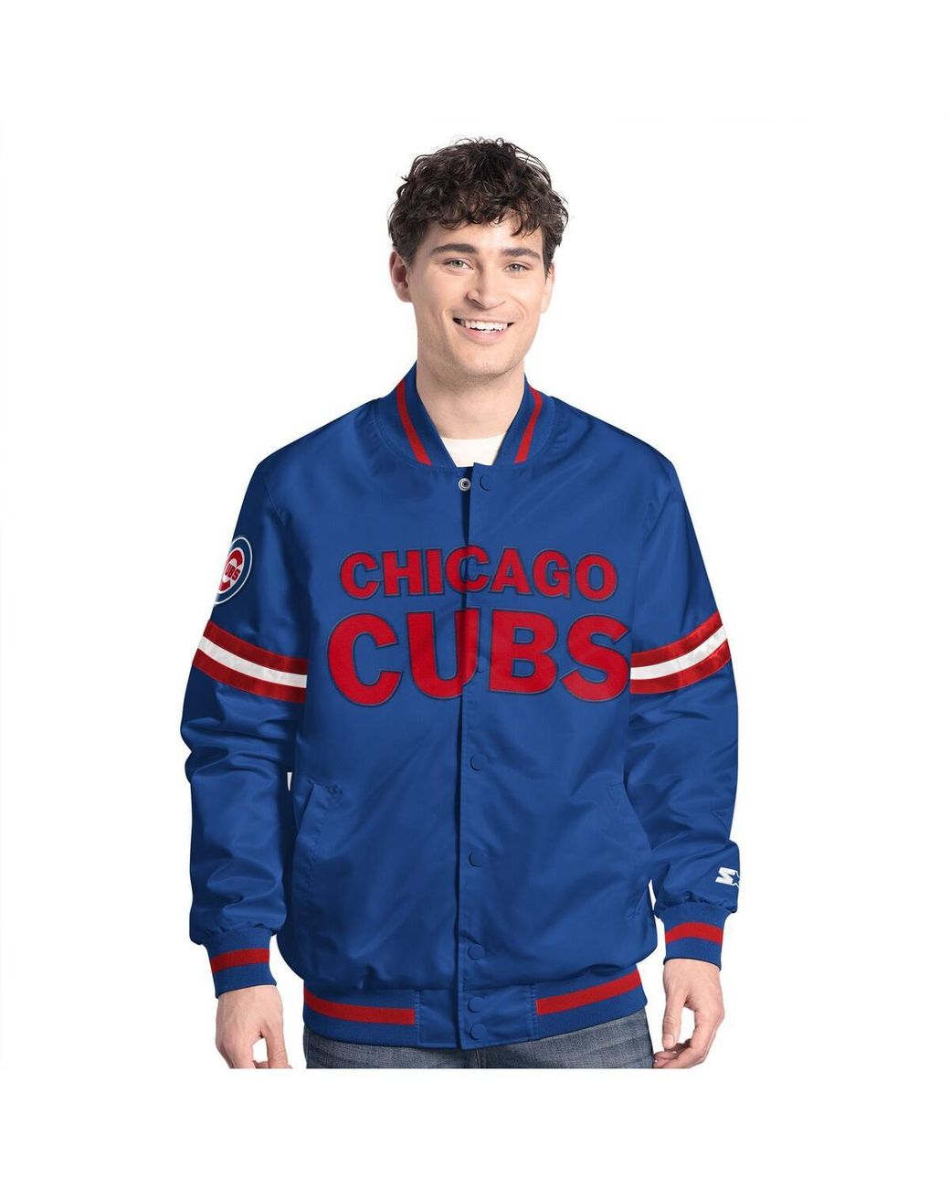 Starter Blue Chicago Cubs Scout Full-snap Varsity Jacket for men