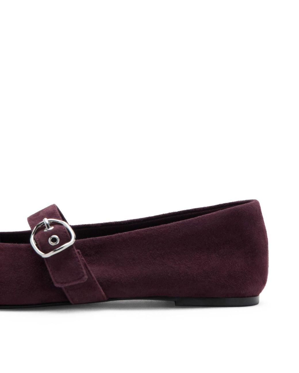 Mango Purple Suede Buckle Ballet Flats