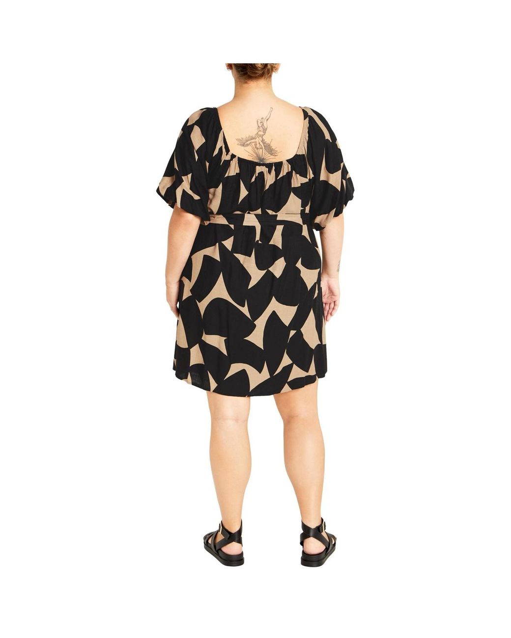 City Chic Black Uptown Mini Print Dress