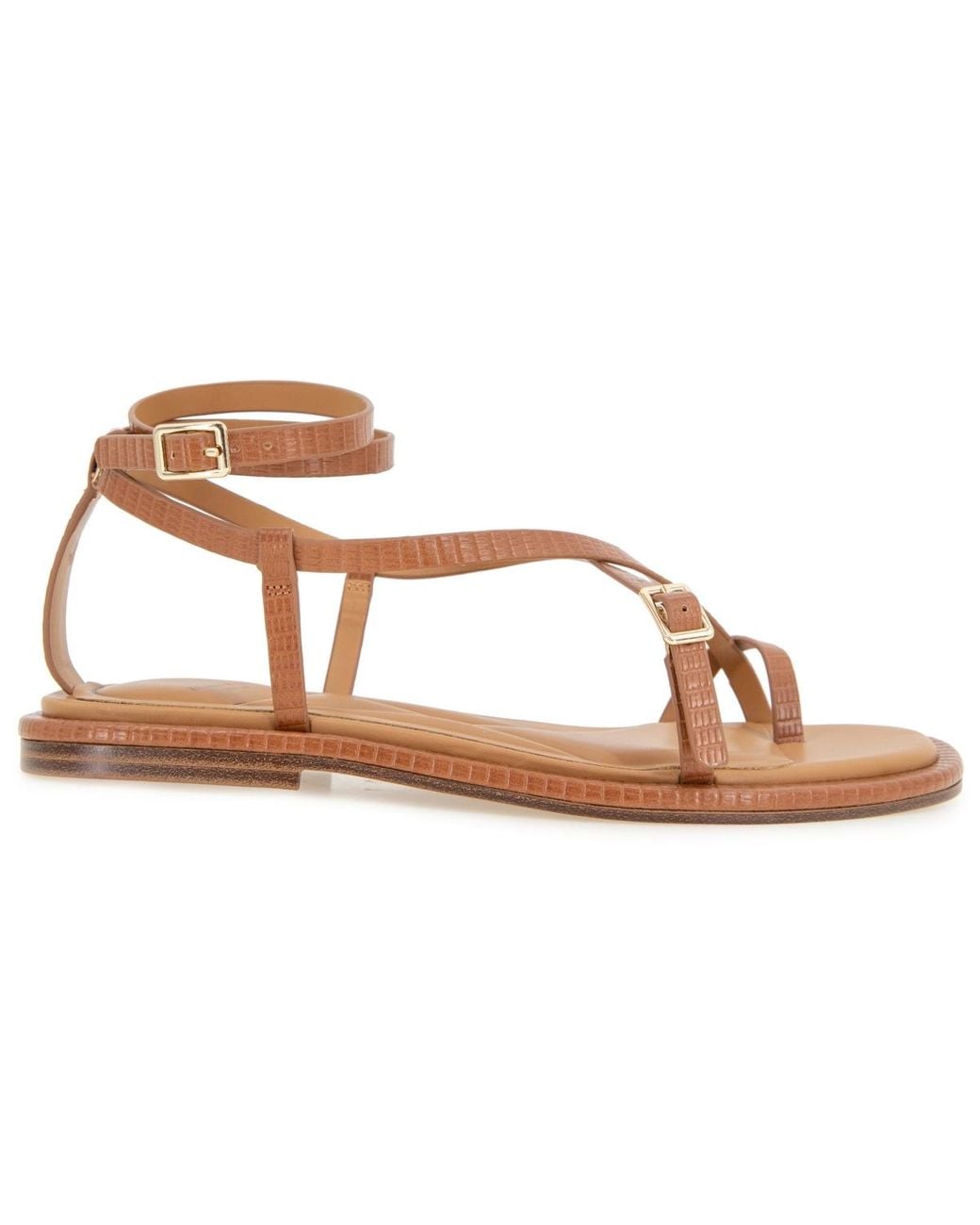 Kenneth Cole Brown Paros Square Toe Flat Sandals