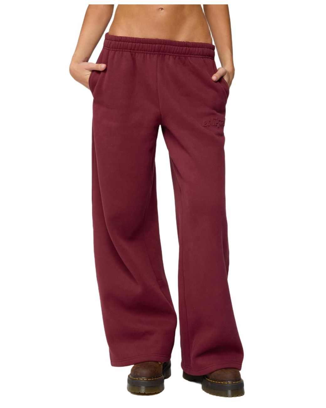 Edikted Red Totally Sweatpants