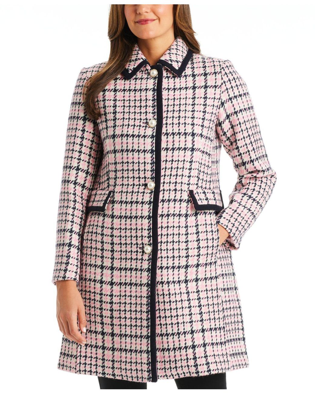Kate Spade Plaid Tweed Coat in Gray Lyst